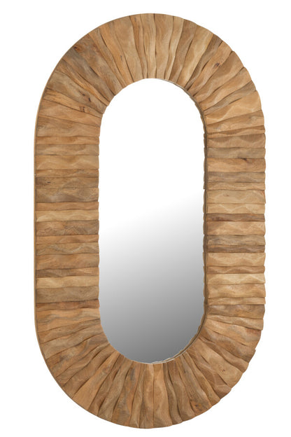 Espejo de pared Curve Ovalado Madera Natural 152x6x92cm J-Line
