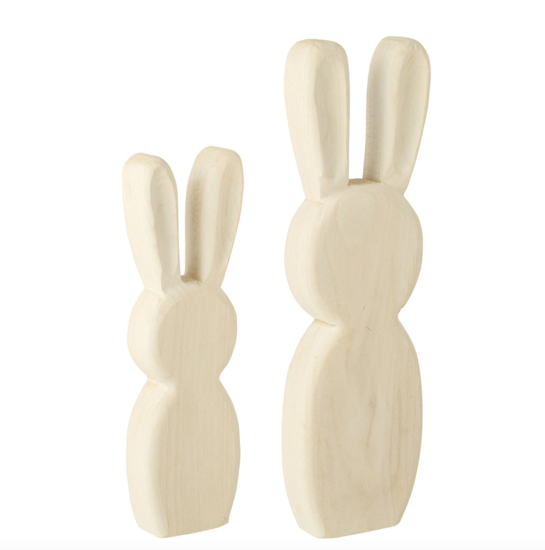 Set de 2 conejos de pie en madera de paulownia blanca J-Line