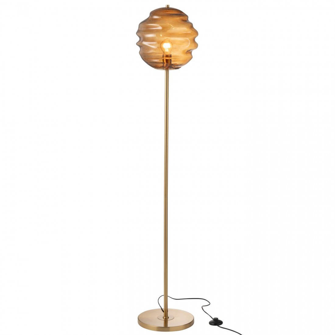 Lámpara de pie de cristal marrón, altura 156 cm, J-Line