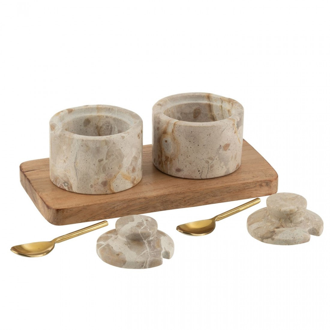 Set de hierbas de mármol natural/beige J-Line