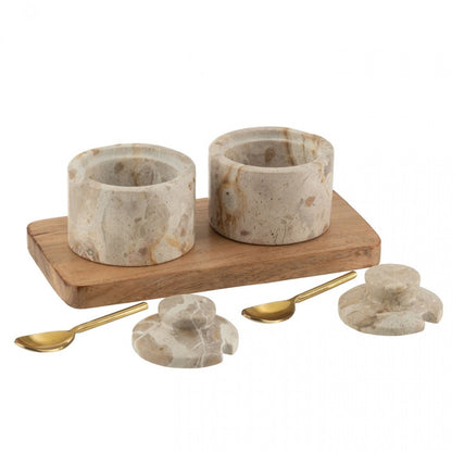 Set de hierbas de mármol natural/beige J-Line