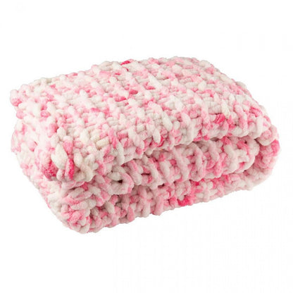 Cojín de punto de poliéster rosa/blanco J-Line
