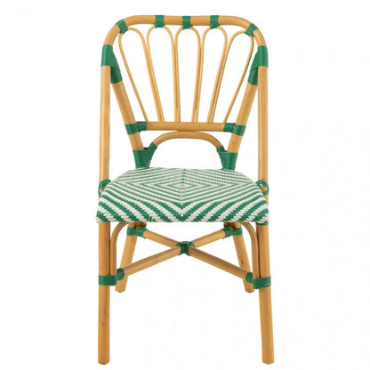 Silla de ratán verde oscuro/blanco J-Line