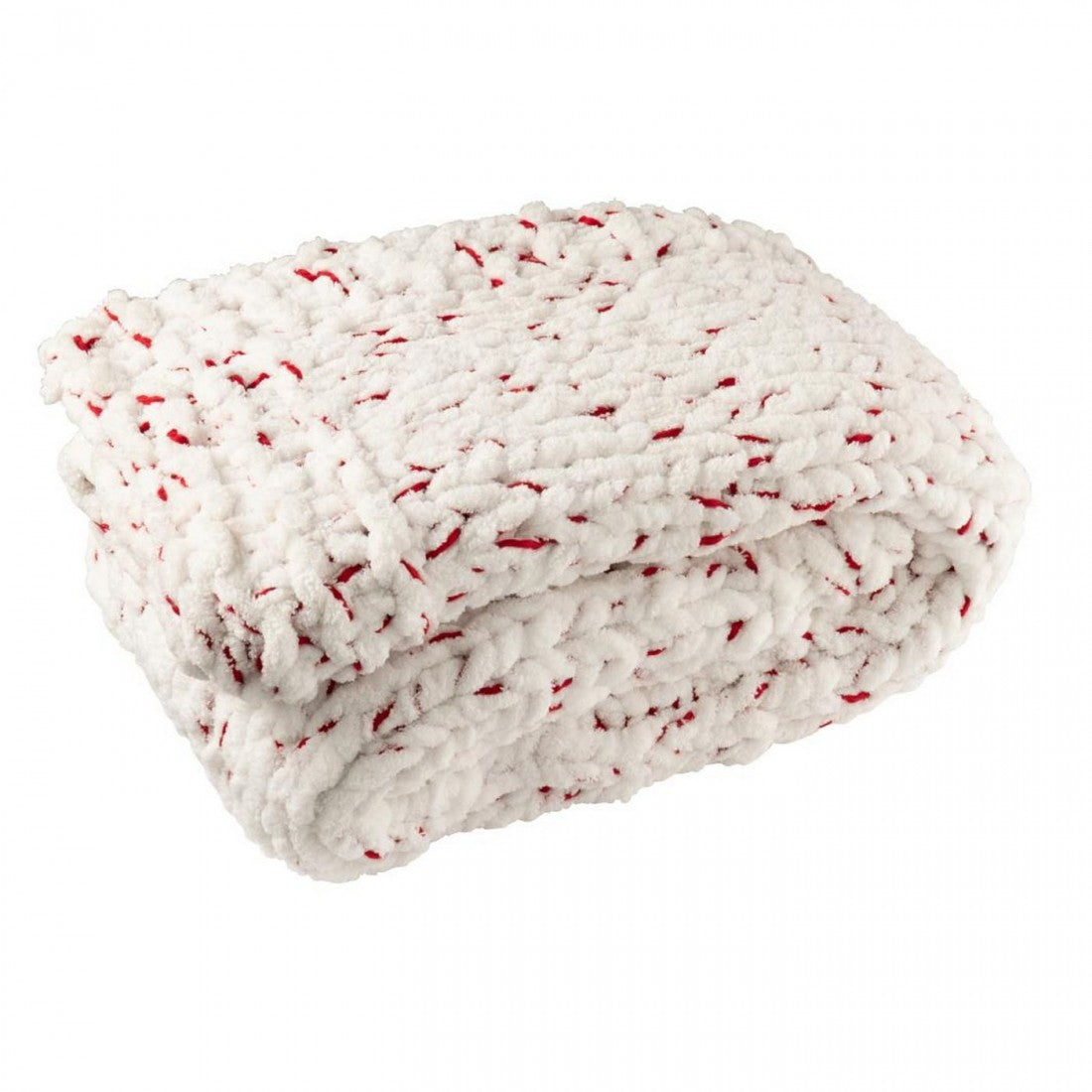 Manta de punto de poliéster blanco/rojo navideño J-Line
