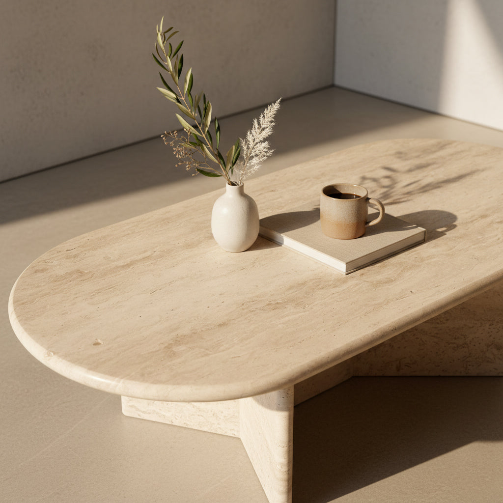 Mesa de centro de travertino rectangular Raw Materials