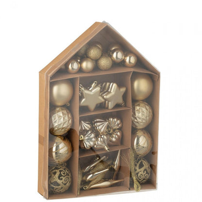Caja de 50 bolas de Navidad de plástico color dorado J-Line