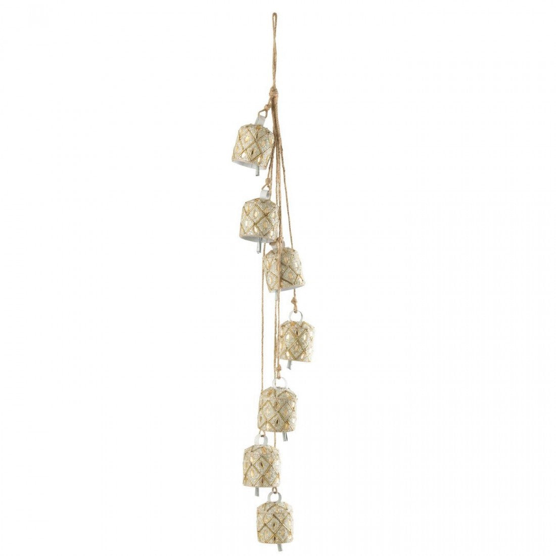 Colgante 7 Burbujas Hierro/Cuentas Blanco/Color Dorado J-Line