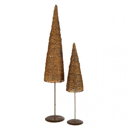 Árbol de Navidad Sobre Pieza Metal/Papel Color Dorado Set de 2 J-Line