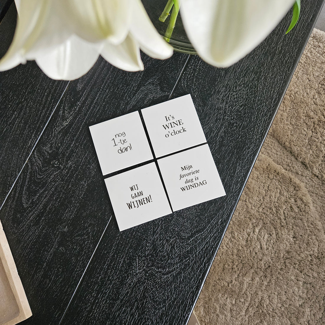 Juego de 4 posavasos cuadrados para vino