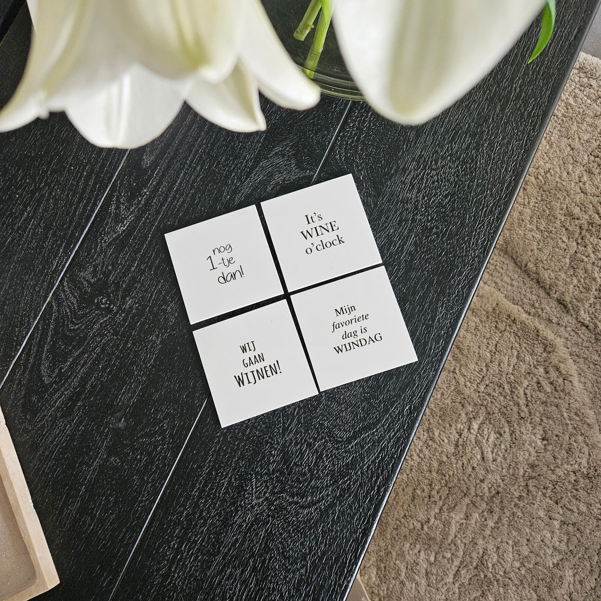 Juego de 4 posavasos cuadrados para vino
