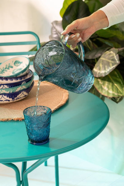 Mesa de jardín Trípode Redonda Metal Turquesa Grande J-Line