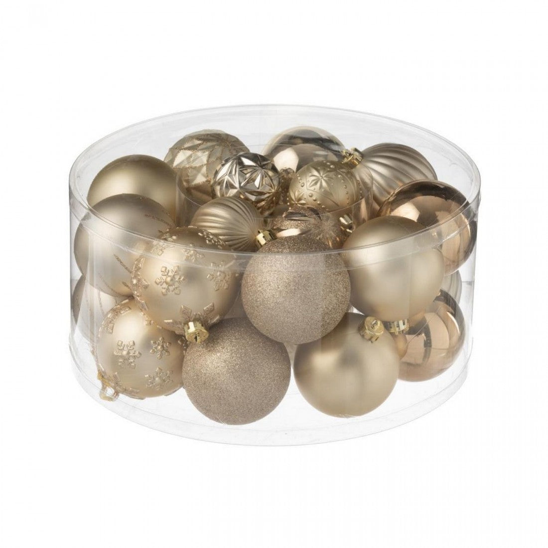 Caja de 30 bolas de Navidad de plástico beige/crudo J-Line