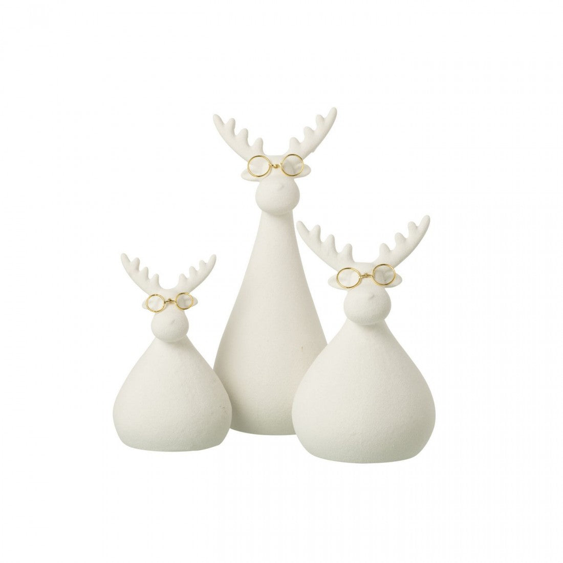 Gafas de reno de porcelana blanca/dorada, set de 3, J-Line
