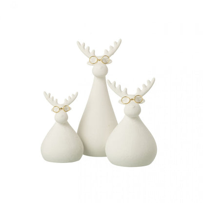 Gafas de reno de porcelana blanca/dorada, set de 3, J-Line