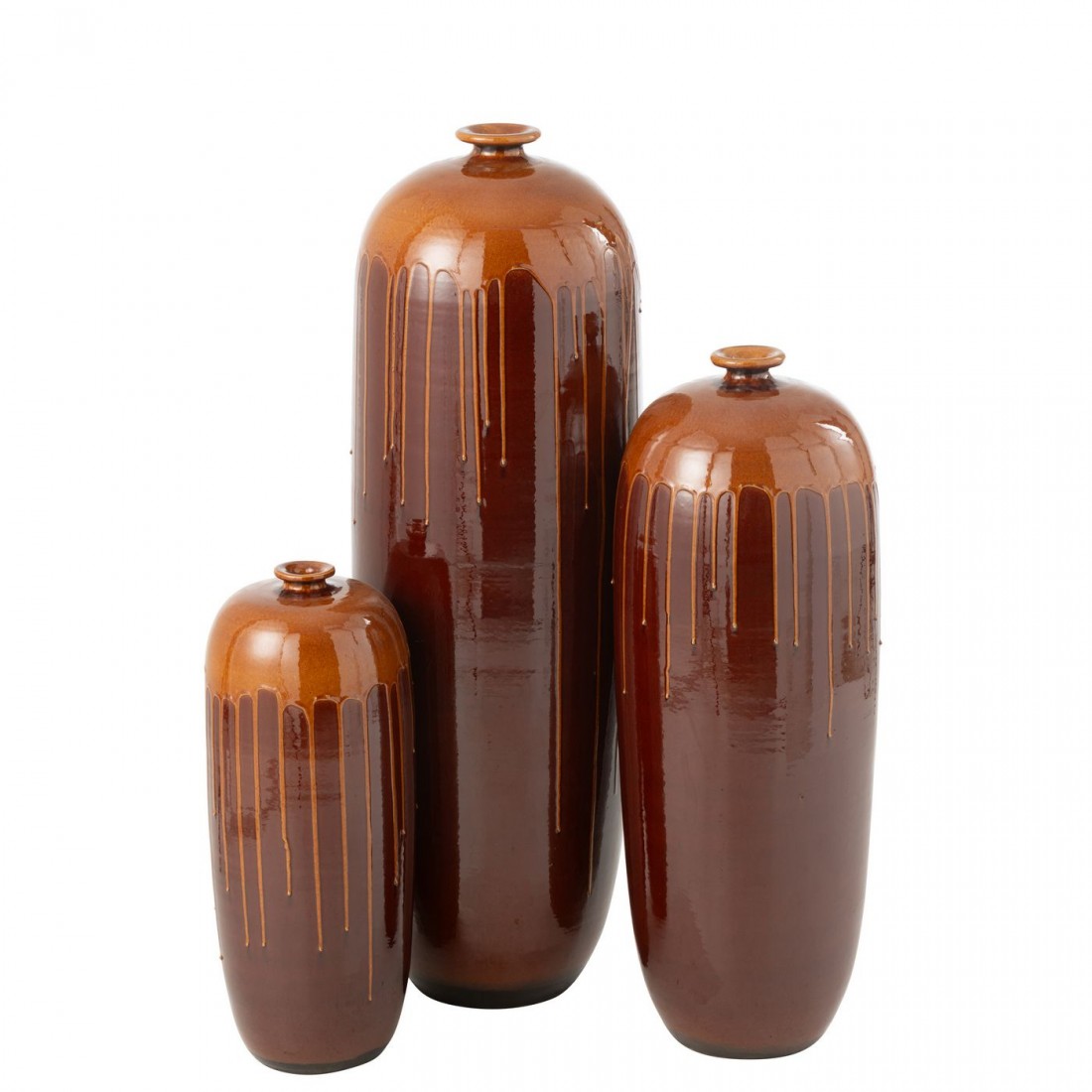 Jarrón Lee Terra Marrón/Naranja Brillante Pequeño Ø19xH55cm J-Line