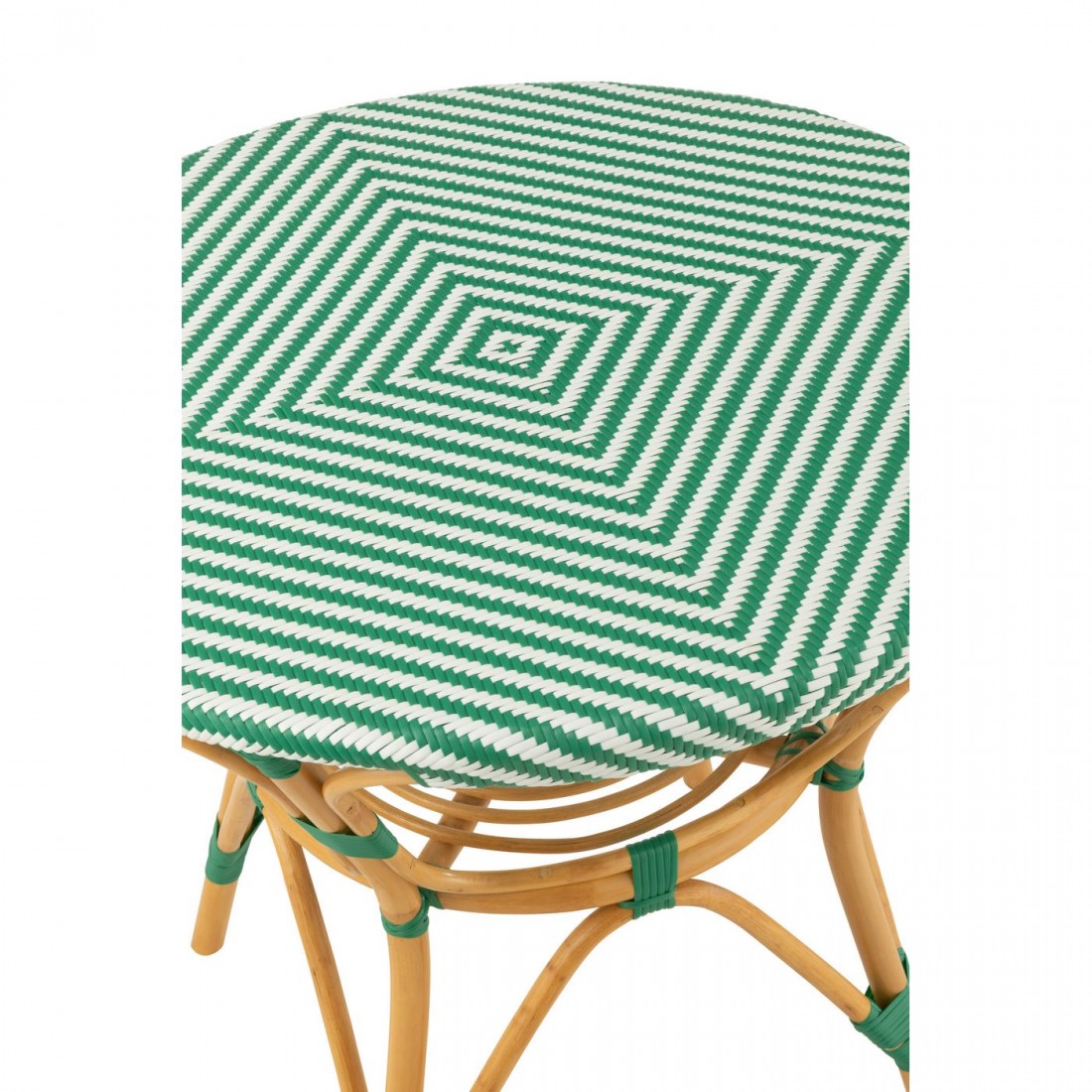 Mesa de comedor de ratán verde oscuro/blanco J-Line