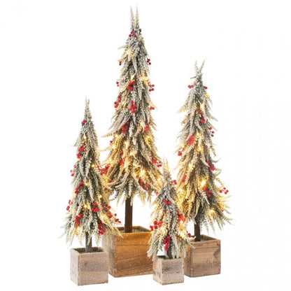 Árbol de Navidad + Nieve Artificial LED Verde/Rojo Mediano H60cm J-Line