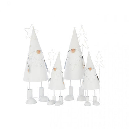 Papá Noel Estrella LED + Árbol Metal Blanco Grande Set de 2 J-Line