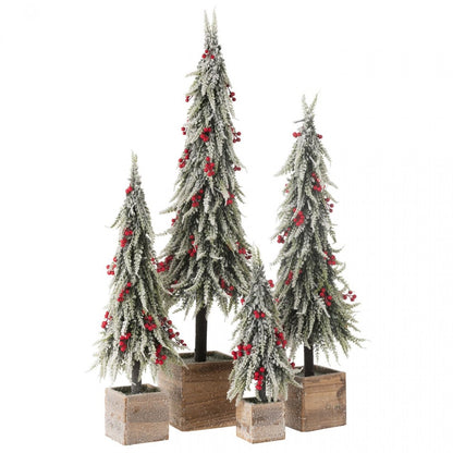 Árbol de Navidad + Nieve Artificial LED Verde/Rojo Mediano H60cm J-Line