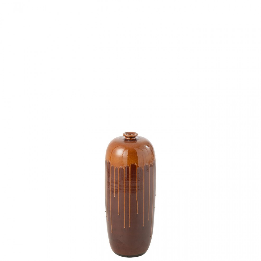 Jarrón Lee Terra Marrón/Naranja Brillante Pequeño Ø19xH55cm J-Line