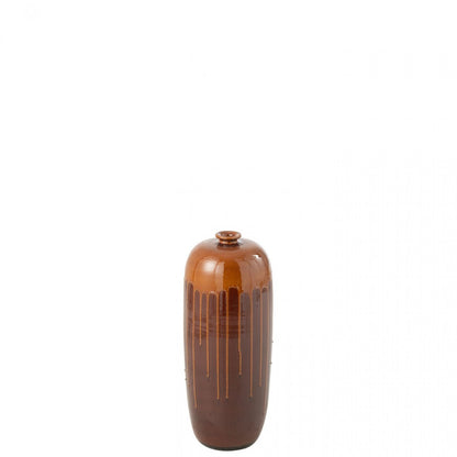Jarrón Lee Terra Marrón/Naranja Brillante Pequeño Ø19xH55cm J-Line