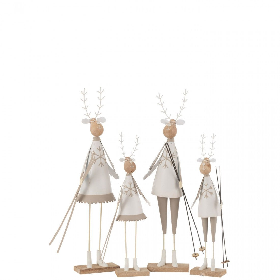 Rendier Deco Niño/Niña Metal/Madera Blanco/Beige Grande H49cm Set de 2 J-Line