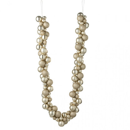 Guirnalda de bolas navideñas de plástico beige claro L160 cm J-Line