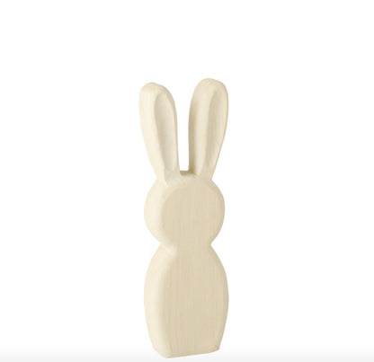 Set de 2 conejos de pie en madera de paulownia blanca J-Line