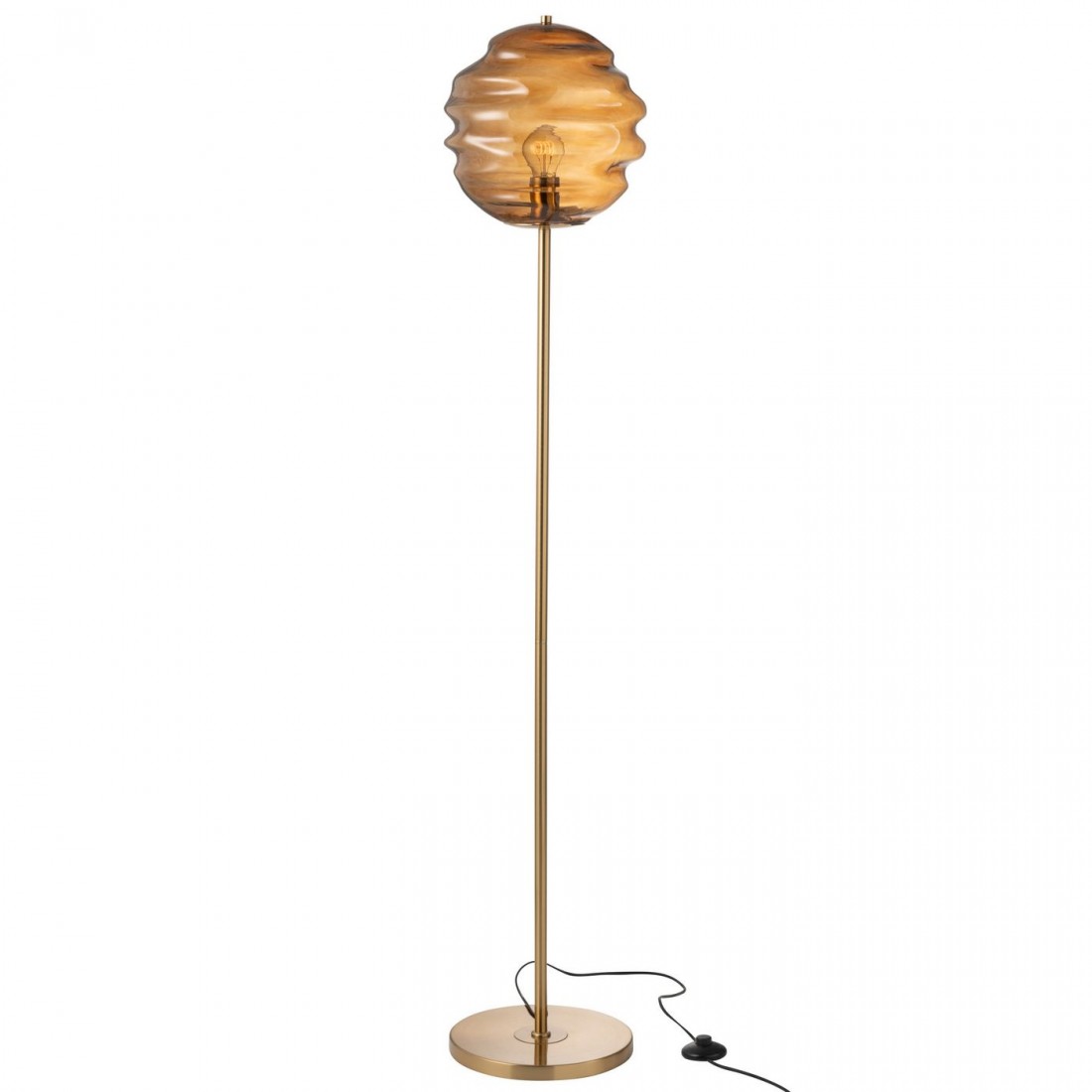 Lámpara de pie de cristal marrón, altura 156 cm, J-Line