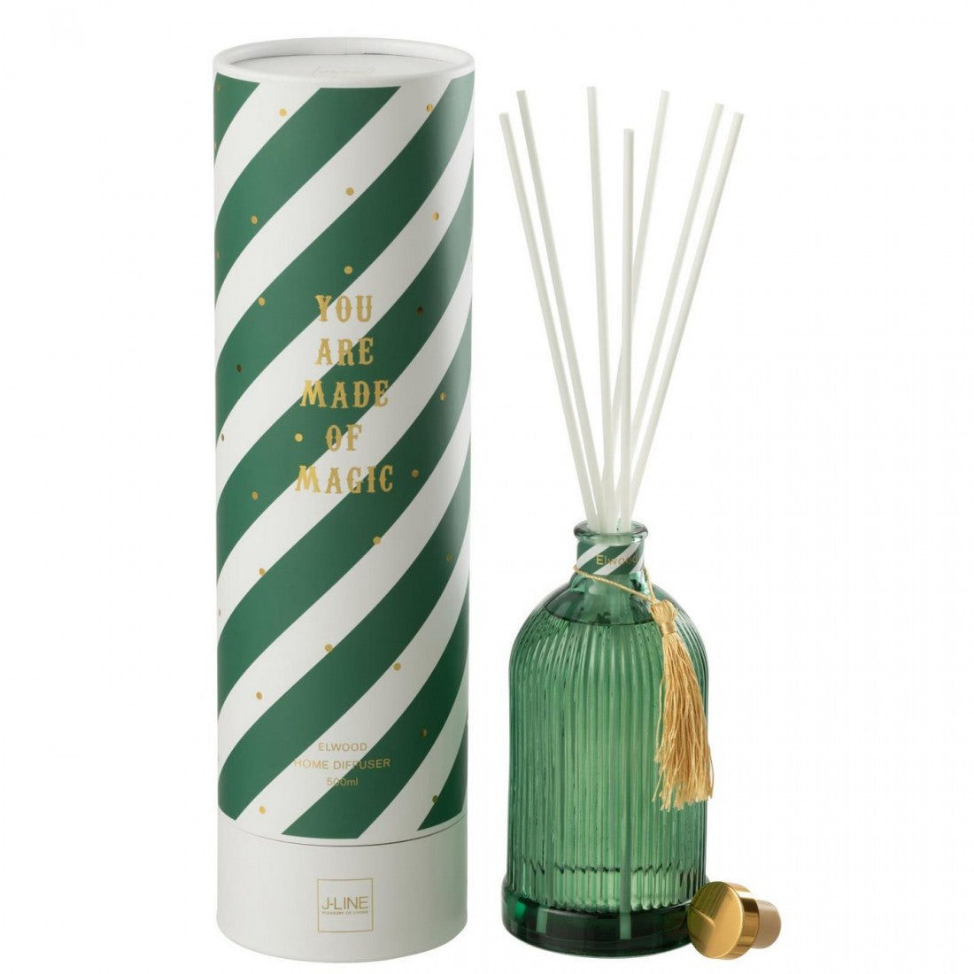 Difusor de aromas Magic Aceite aromático Blanco/Verde oscuro Grande 500ml J-Line