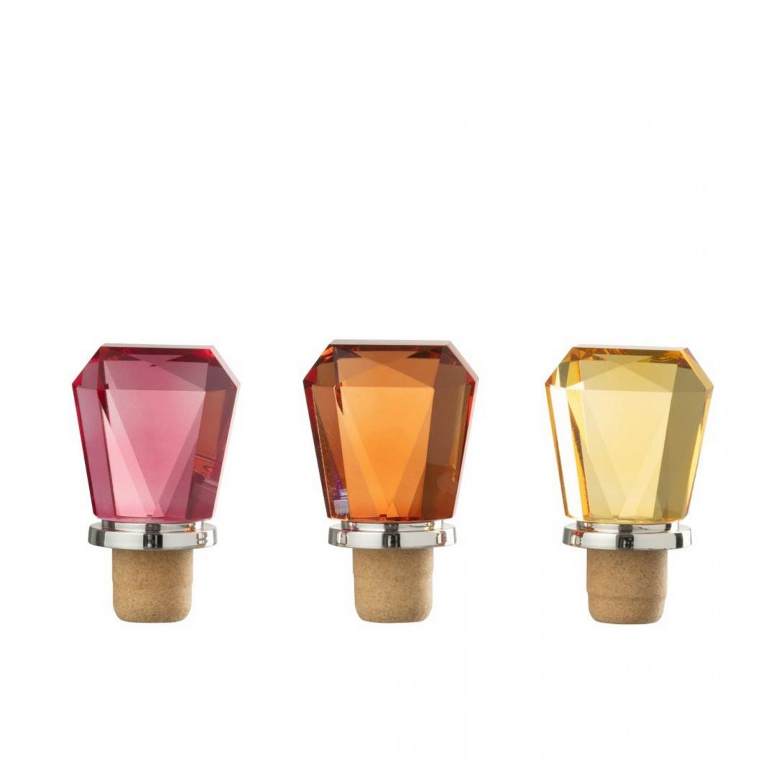 Tapón para botella Geométrico Vidrio Amarillo/Naranja Set de 3 J-Line