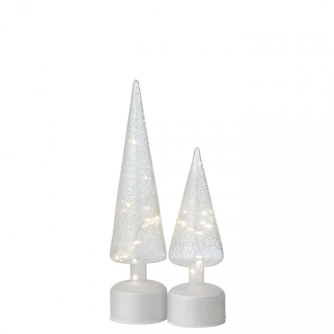 Lámpara LED de pie giratoria de cristal blanco/transparente, set de 2, J-Line