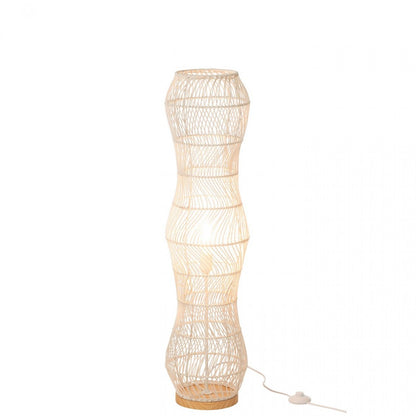 Lámpara de pie Ratán Metal Torcida Blanca H101cm  J-Line