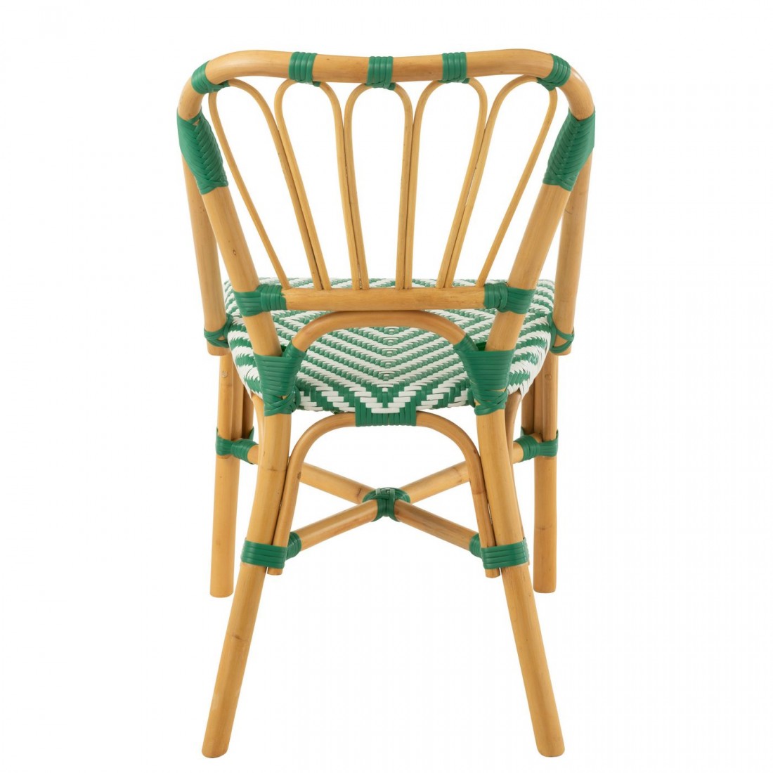 Silla de ratán verde oscuro/blanco J-Line