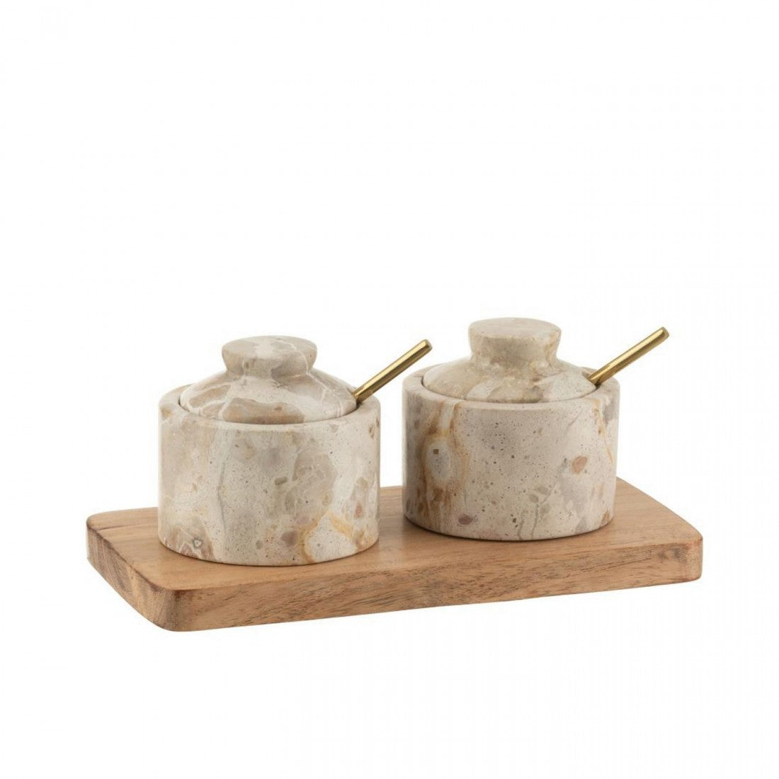 Set de hierbas de mármol natural/beige J-Line