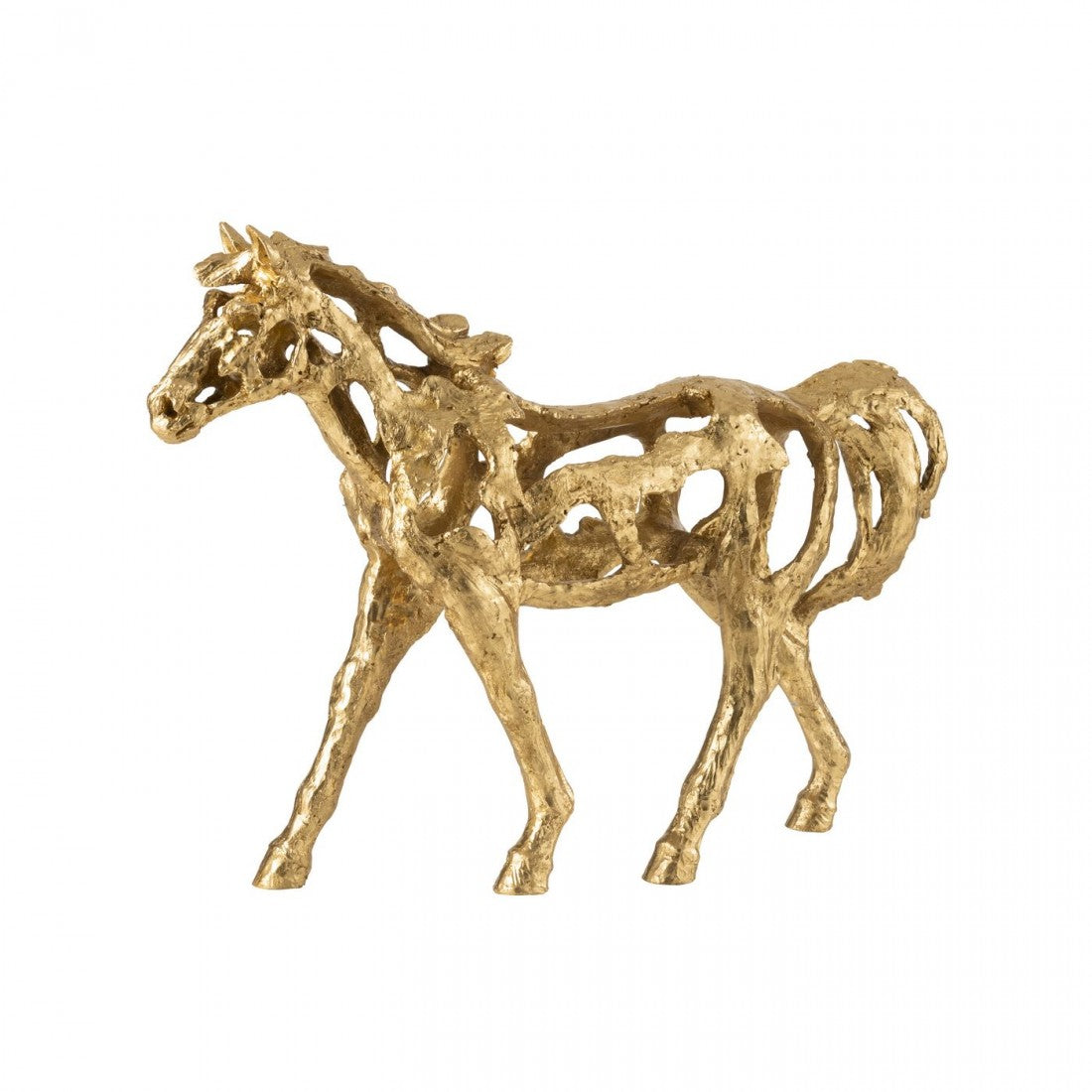Caballo Corriendo Polirresina Color Dorado Grande J-Line
