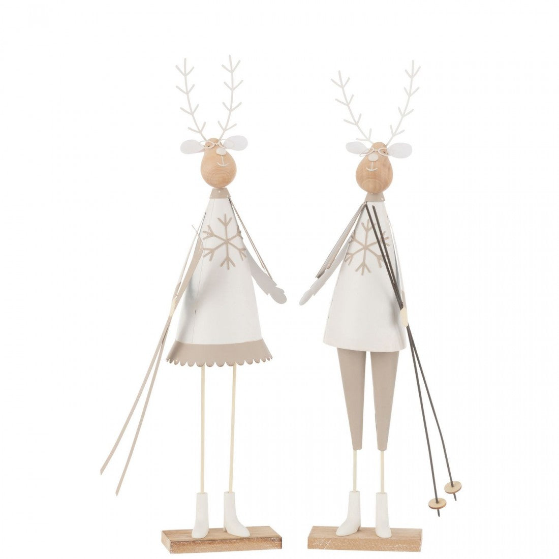 Rendier Deco Niño/Niña Metal/Madera Blanco/Beige Grande H49cm Set de 2 J-Line