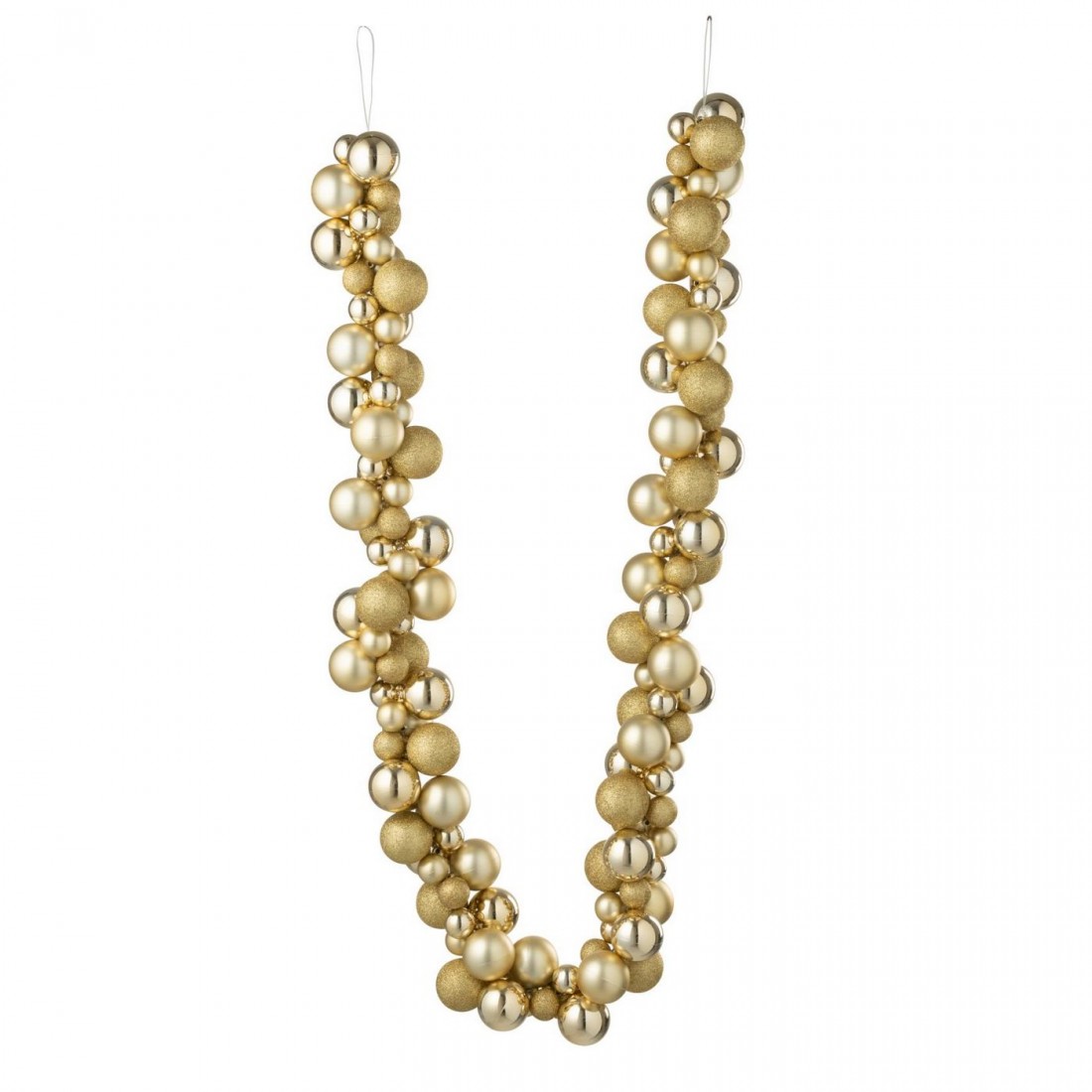 Guirnalda de bolas de Navidad de plástico color dorado L160cm J-Line