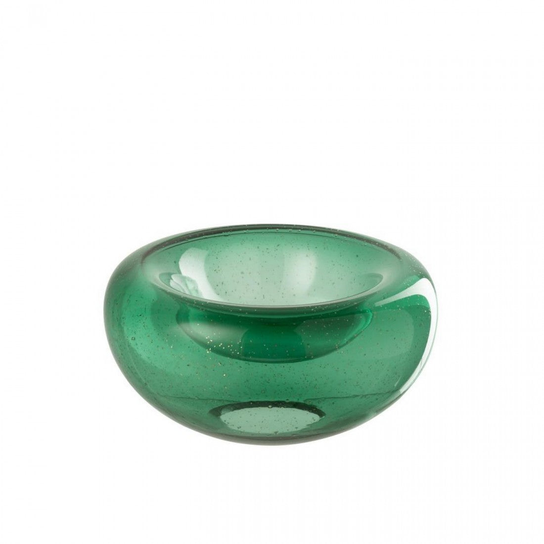 Plato decorativo Carol de vidrio verde esmeralda pequeño