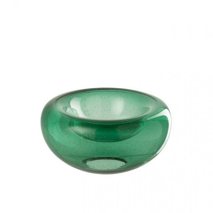 Plato decorativo Carol de vidrio verde esmeralda pequeño