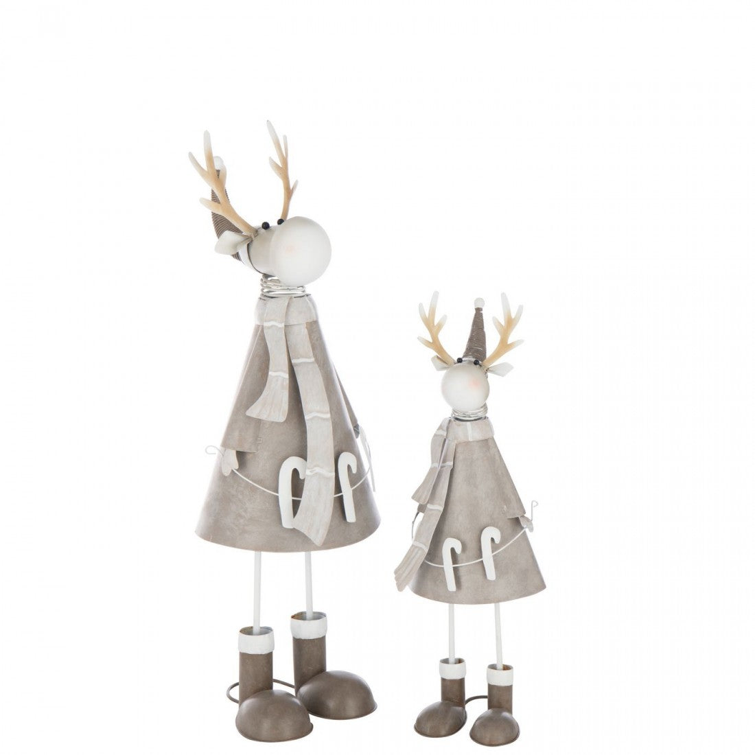 Set de 2 bastones de metal color beige/gris con renos J-Line