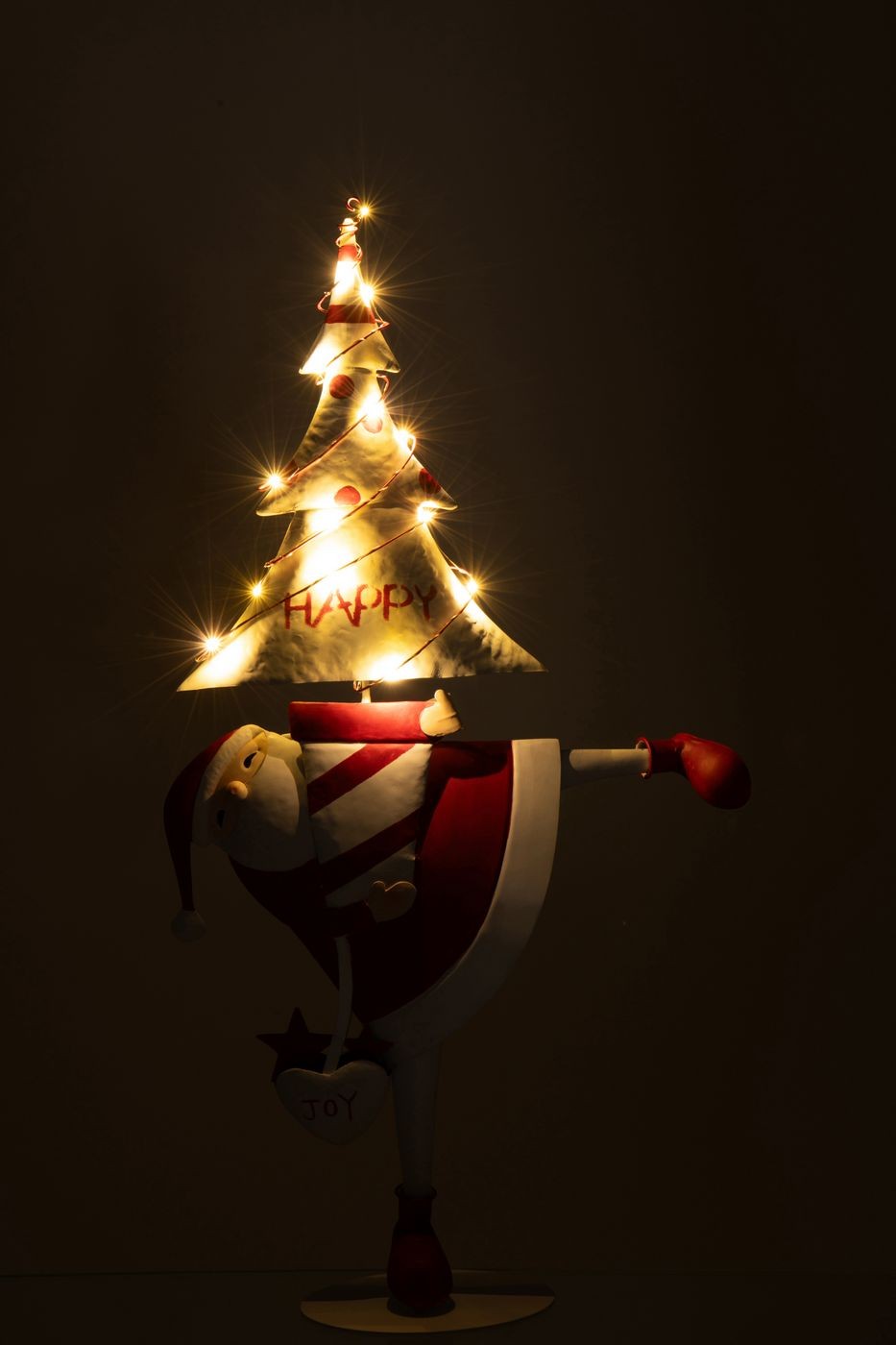 Árbol de Navidad LED de hierro rojo navideño/blanco, grande, 77,5 cm, J-Line