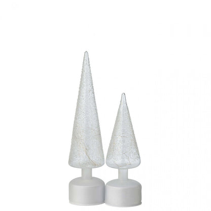 Lámpara LED de pie giratoria de cristal blanco/transparente, set de 2, J-Line