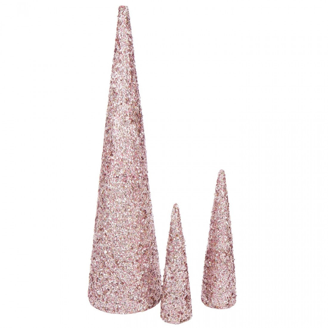 Cono de lentejuelas de espuma rosa claro pequeño H46cm J-Line