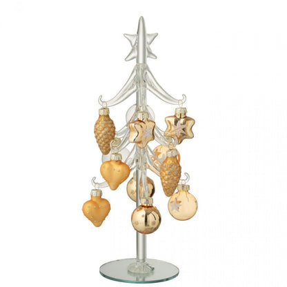 Árbol de Navidad + Bolas de Vidrio Transparentes/Color Dorado J-Line