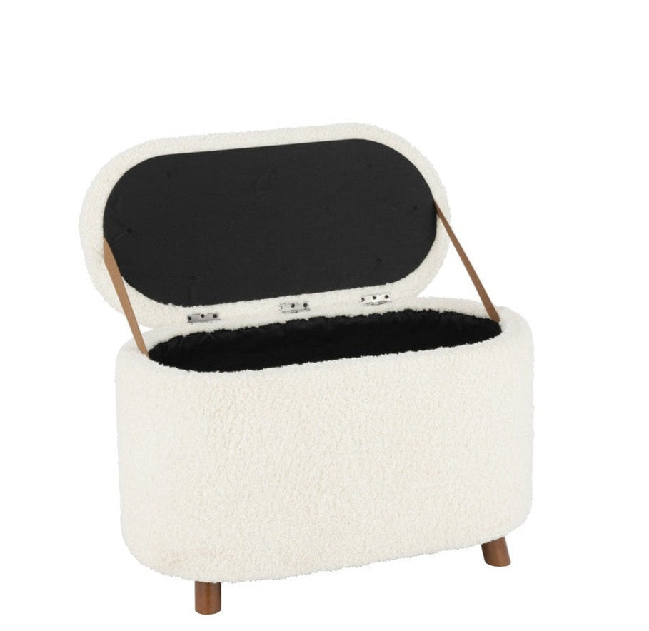 Puf con almacenamiento Teddy Poliéster Blanco J-Line