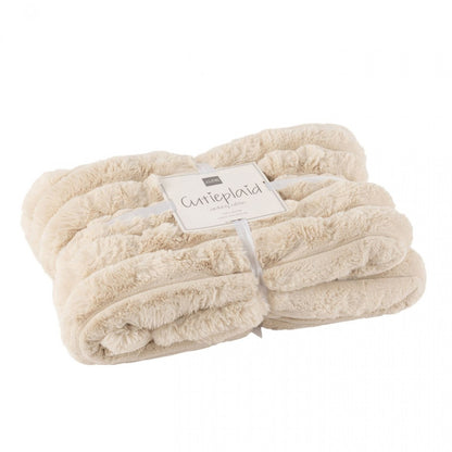 Manta Grande de Pana Poliéster Beige 180cmx130cm J-Line