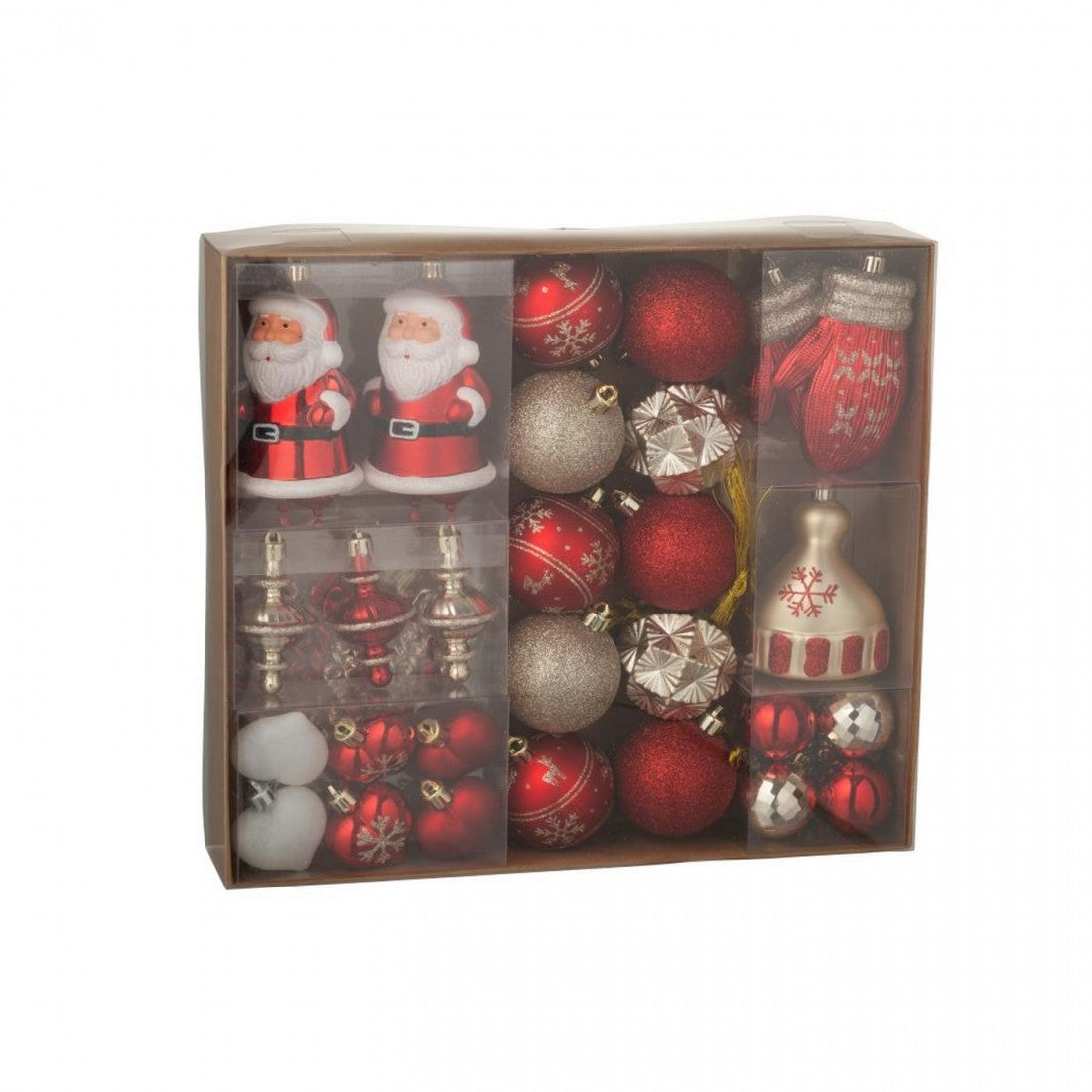 Caja de 45 bolas de Navidad de plástico rojo navideño/doradas j-line