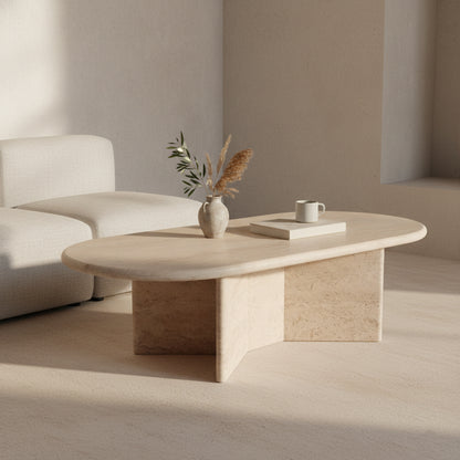 Mesa de centro de travertino rectangular Raw Materials