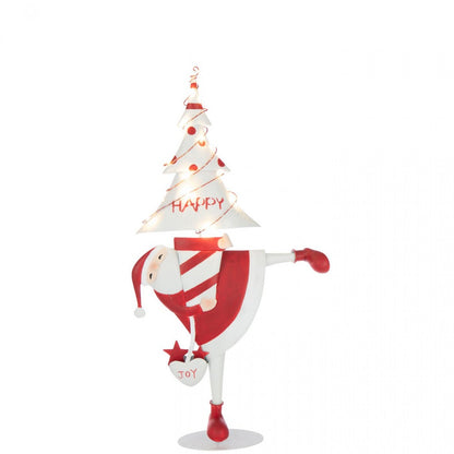 Árbol de Navidad LED de hierro rojo navideño/blanco, grande, 77,5 cm, J-Line